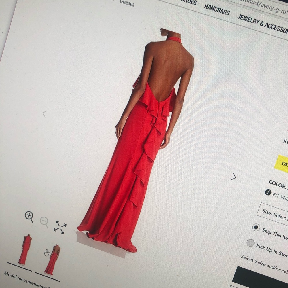 Avery G Bloomingdales red formal gown